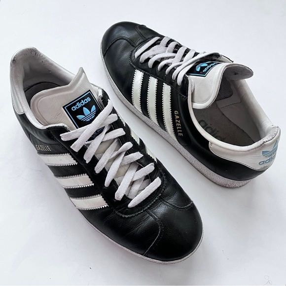 Men's Vintage Y2K Gazalle 2006 Black Leather Soccer Sneakers Size 8.5